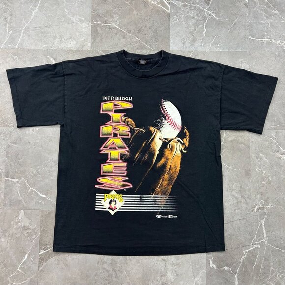 90s Vintage Pittsburgh Pirates Graphic Tee Mens XL Short Sleeve MLB Baseball - Picture 1 of 10